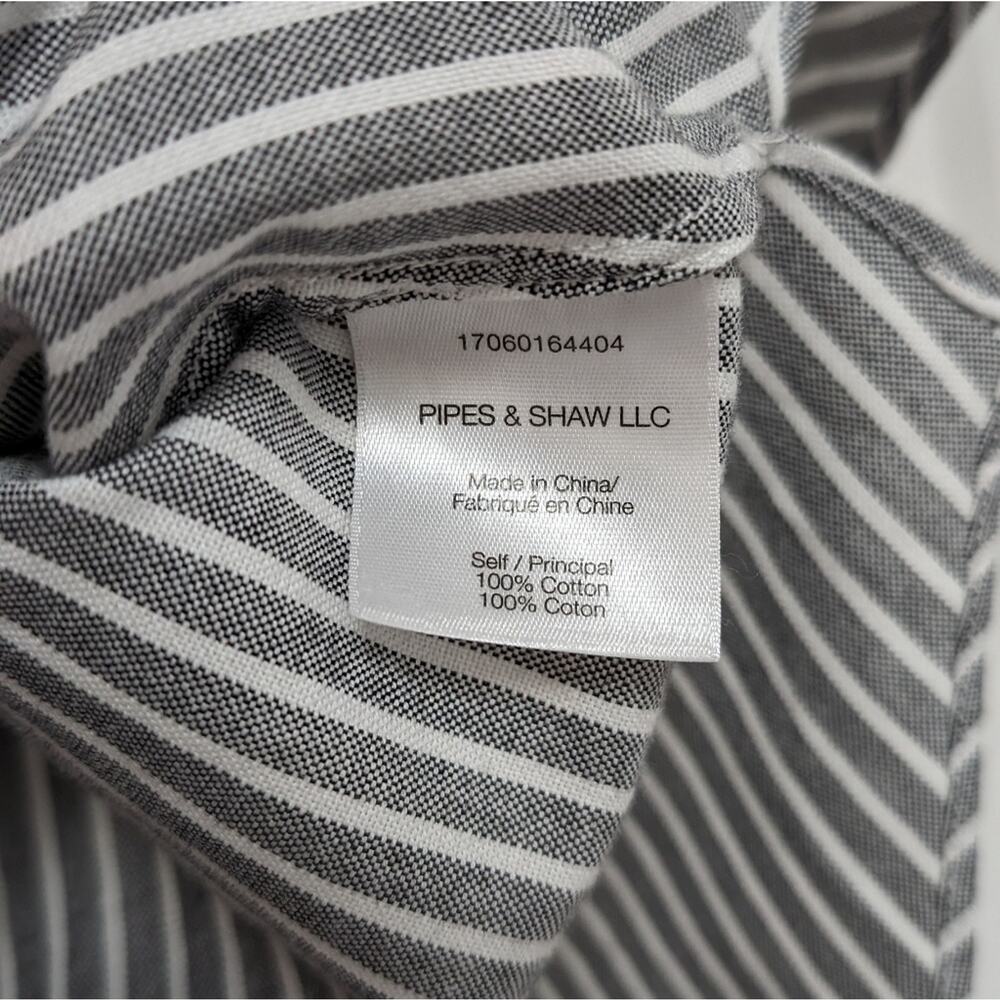 Veronica Beard Grant Cold Shoulder Gray/White V-Neck Button Striped Top, size 8 - Picture 7 of 8